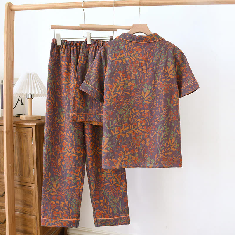 Jacquard Yarn-dyed Cotton Short-sleeved Loungewear Set(3PCS) - image 4