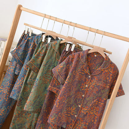 Jacquard Yarn-dyed Cotton Short-sleeved Loungewear Set(3PCS) - image 2