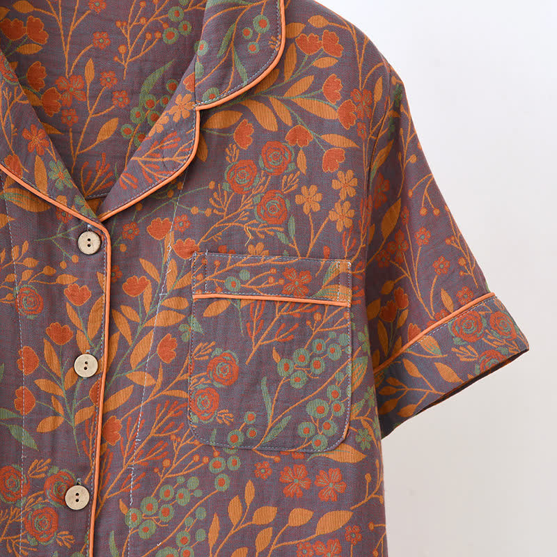 Jacquard Yarn-dyed Cotton Short-sleeved Loungewear Set(3PCS) - image 6