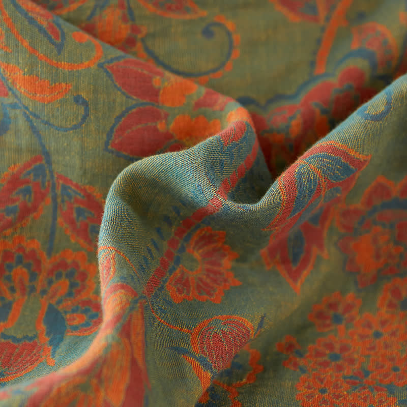 Retro Floral Cotton Gauze Yarn-dyed Reversible Coverlet - image 5