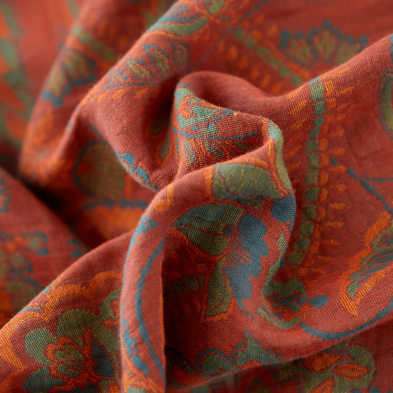 Retro Floral Cotton Gauze Yarn-dyed Reversible Coverlet - image 6