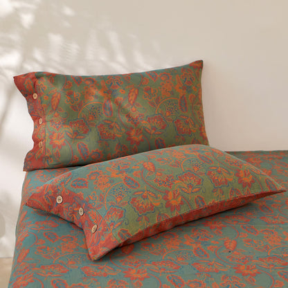 Retro Floral Cotton Gauze Yarn-dyed Reversible Coverlet - image 2