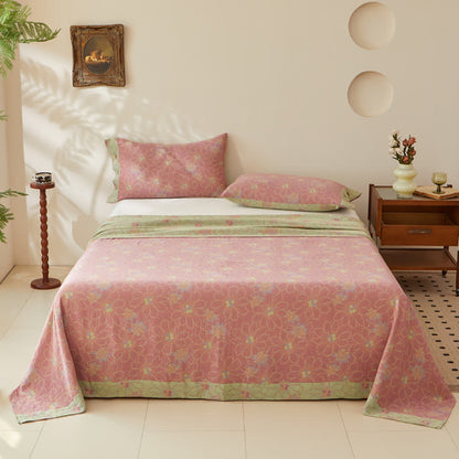 Fresh Floral Cotton Gauze Reversible Sheet Coverlet - image 1