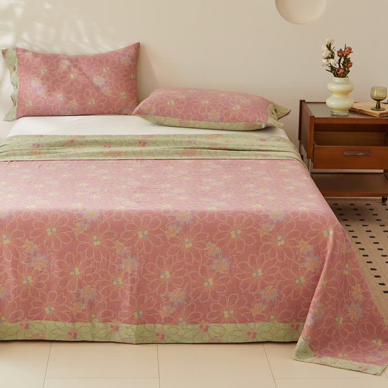 Fresh Floral Cotton Gauze Reversible Sheet Coverlet - image 2