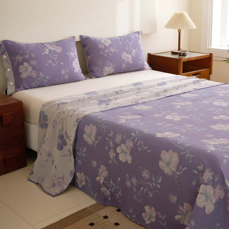Floral Cotton Gauze Jacquard Sheet Coverlet - image 2