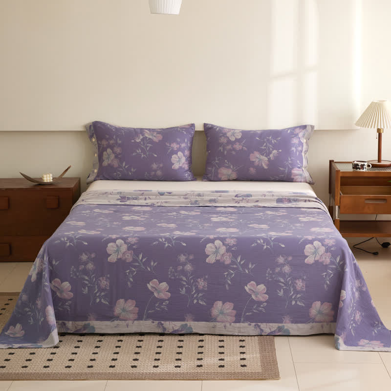 Floral Cotton Gauze Jacquard Sheet Coverlet - image 1
