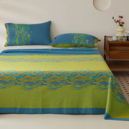 Landscape Print Cotton Gauze Sheet Coverlet - image 1