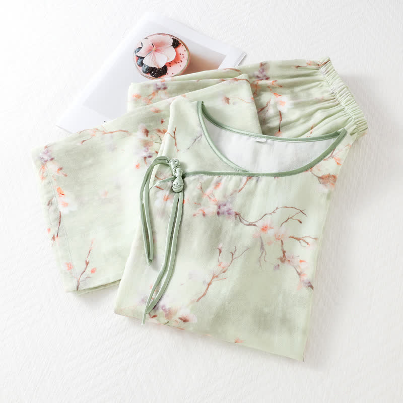 Plum Blossom Bamboo Fiber Pajama Set  - image 2