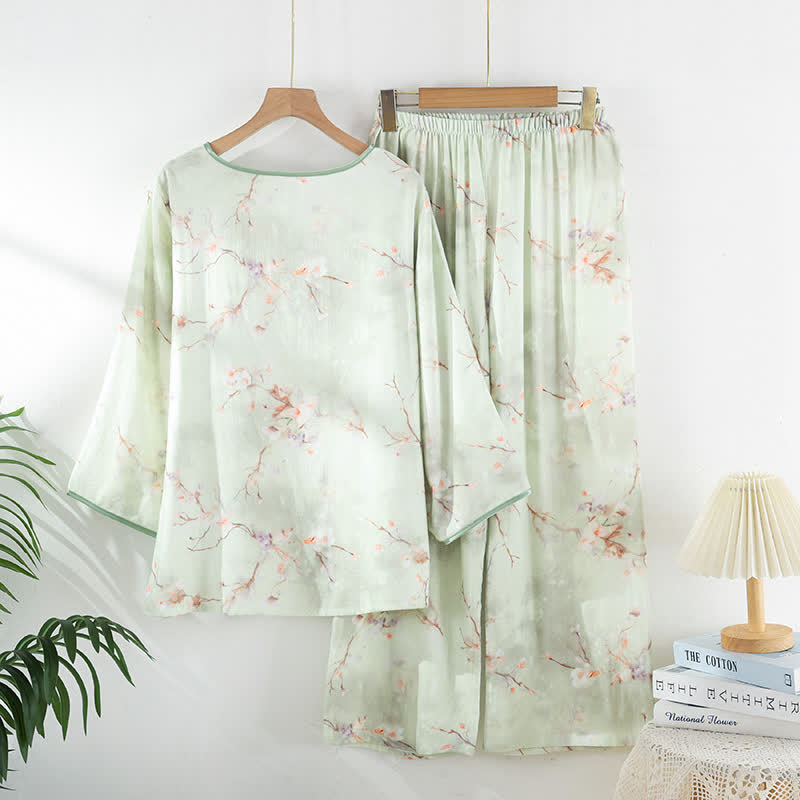 Plum Blossom Bamboo Fiber Pajama Set  - image 1