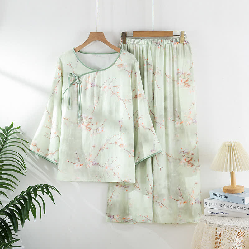 Plum Blossom Bamboo Fiber Pajama Set  - XL - image 0