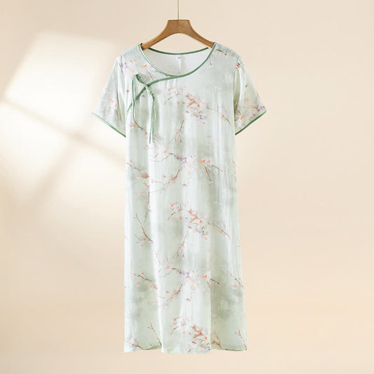 Plum Blossom Cotton Round Neck Nightdress - XL - image 0