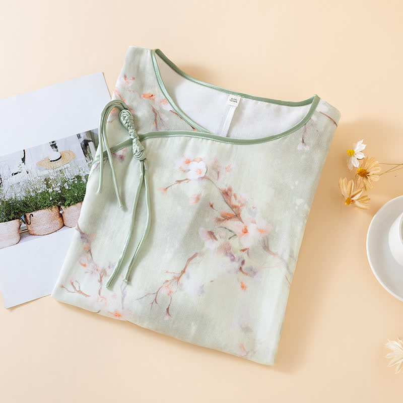 Plum Blossom Cotton Round Neck Nightdress - image 1
