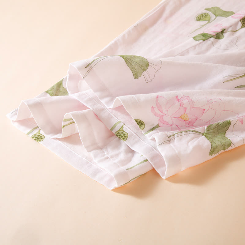 Round-neck Bamboo Fiber Lotus Pajama Set  - image 6