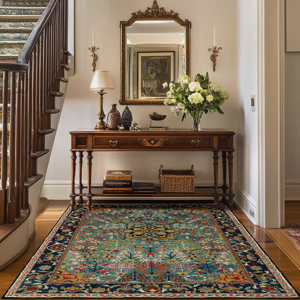 Bohemian Floral Anti-slip Indoor Outdoor Rug - image 1