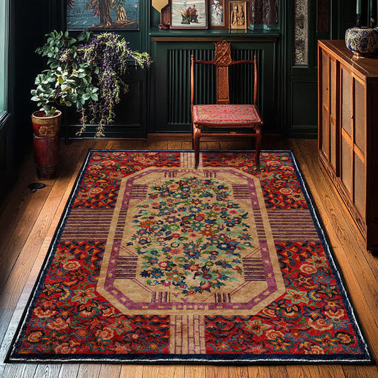 Anti-slip Foldable Vintage Floral Indoor Outdoor Rug - 60" x 96" - image 0