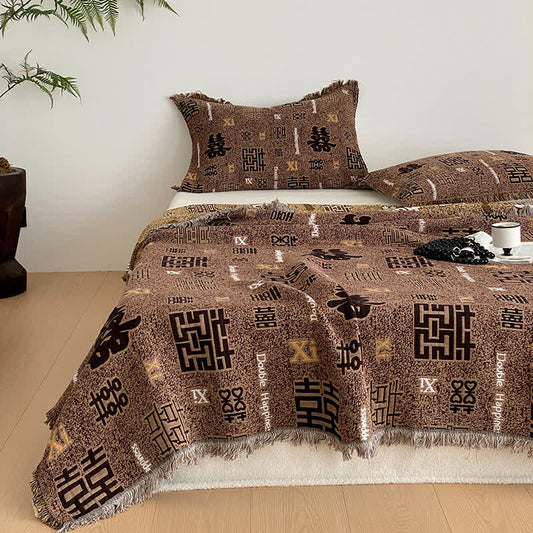 Retro Four-layer Cotton Gauze Tassel Quilt - Quilt with 2PCS Pillowtowels - Queen - image 0