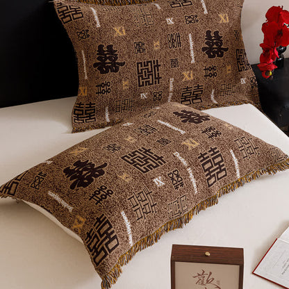 Retro Four-layer Cotton Gauze Tassel Quilt - 2PCS Pillowtowels - 20" x 29" - image 4