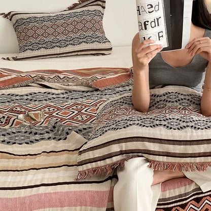 Ethnic Style Four-layer Cotton Gauze Tassel Quilt - image 4