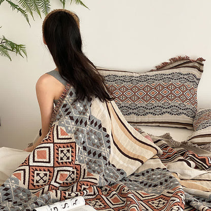 Ethnic Style Four-layer Cotton Gauze Tassel Quilt - image 5
