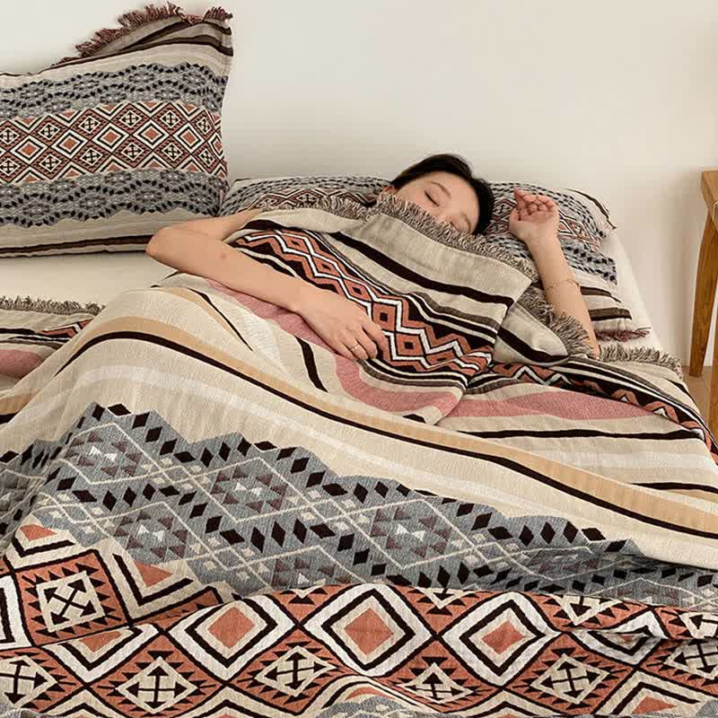 Ethnic Style Four-layer Cotton Gauze Tassel Quilt - image 2