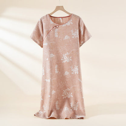 Yarn-dyed Cotton Vintage Jacquard Bead Button Loungewear - Nightgown - XL - image 13