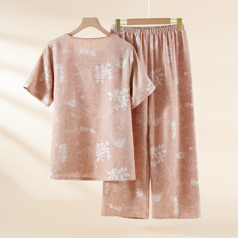 Yarn-dyed Cotton Vintage Jacquard Bead Button Loungewear - image 1