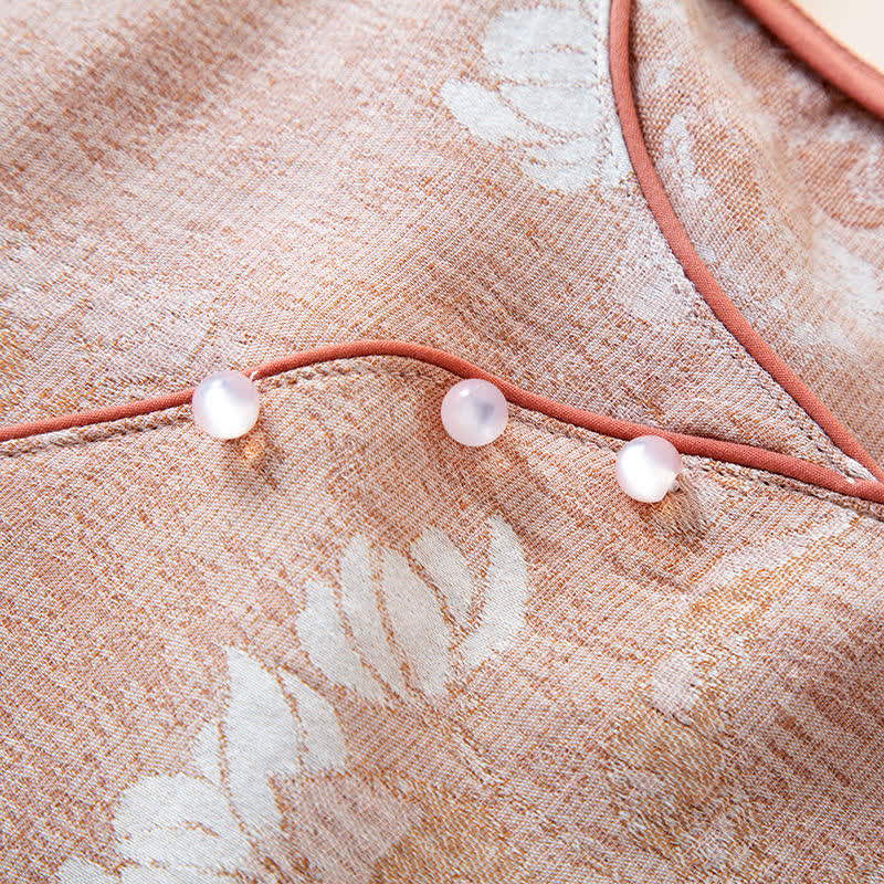 Yarn-dyed Cotton Vintage Jacquard Bead Button Loungewear - image 4