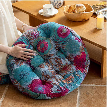 Bohemian Floral Decorative Comfy Floor Cushion - Blue - 21" x 21" x 3" - image 6