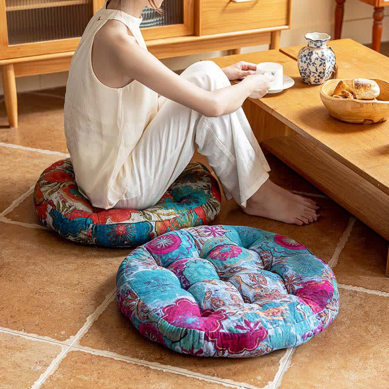 Bohemian Floral Decorative Comfy Floor Cushion - image 0