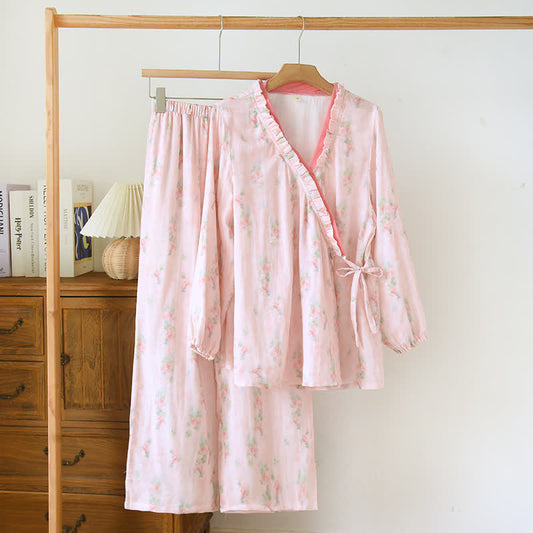 Bamboo Fiber Pink Floral Pajama Set  - XL - image 0