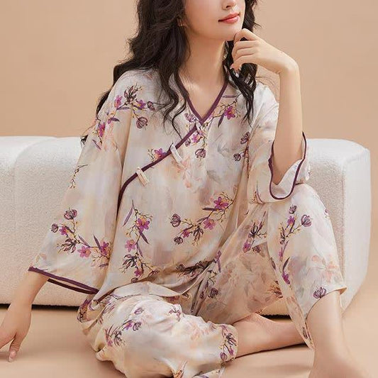 Peach Blossom Knotted  Buttons Loungewear Set - XXL - image 0