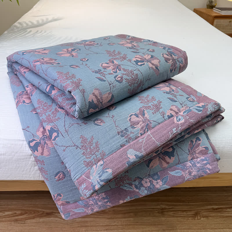 Elegant Floral Pure Cotton Double-layer Summer Quilt - Queen - image 0