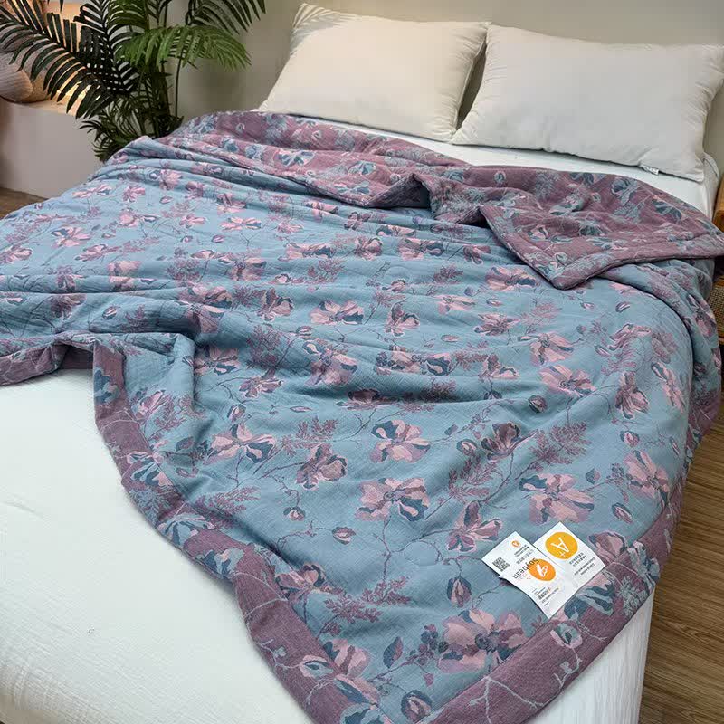 Elegant Floral Pure Cotton Double-layer Summer Quilt - image 2