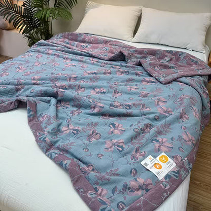 Elegant Floral Pure Cotton Double-layer Summer Quilt - image 2