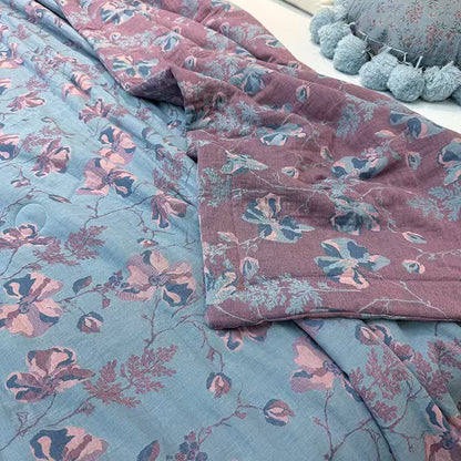 Elegant Floral Pure Cotton Double-layer Summer Quilt - image 3