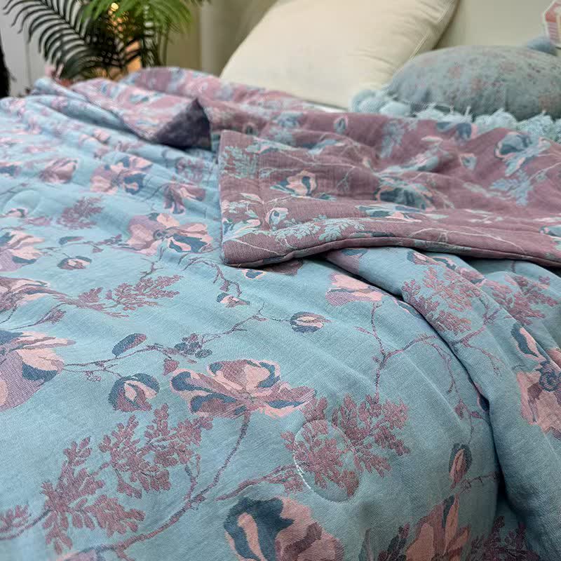 Elegant Floral Pure Cotton Double-layer Summer Quilt - image 1