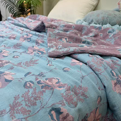 Elegant Floral Pure Cotton Double-layer Summer Quilt - image 1