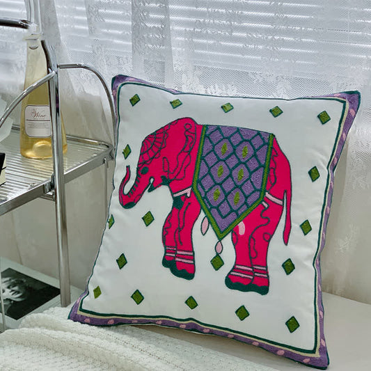 Ethnic Style Elephant Embroidery Pillowcase - Red - 18" x 18" - image 0