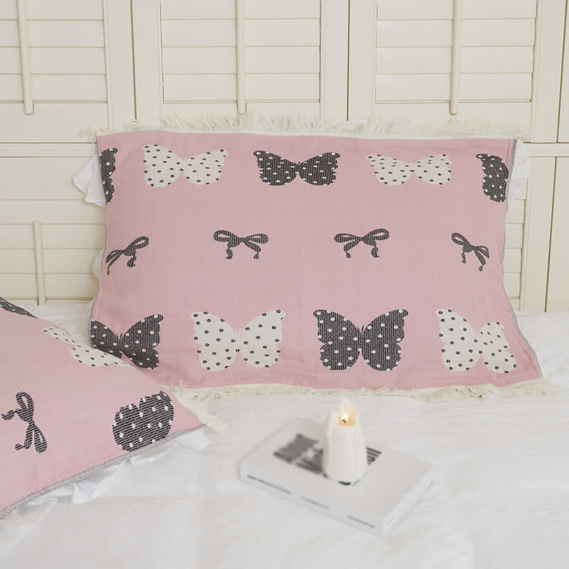 Butterfly Bowknot Pure Cotton Gauze Soft Tassel Quilt - image 5