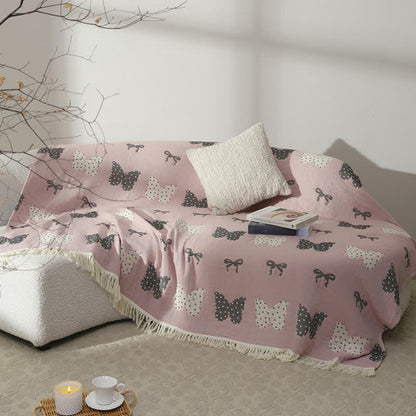 Butterfly Bowknot Pure Cotton Gauze Soft Tassel Quilt - image 3