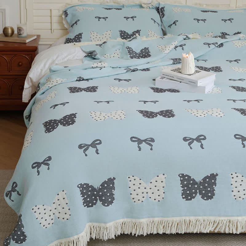 Butterfly Bowknot Pure Cotton Gauze Soft Tassel Quilt - image 8