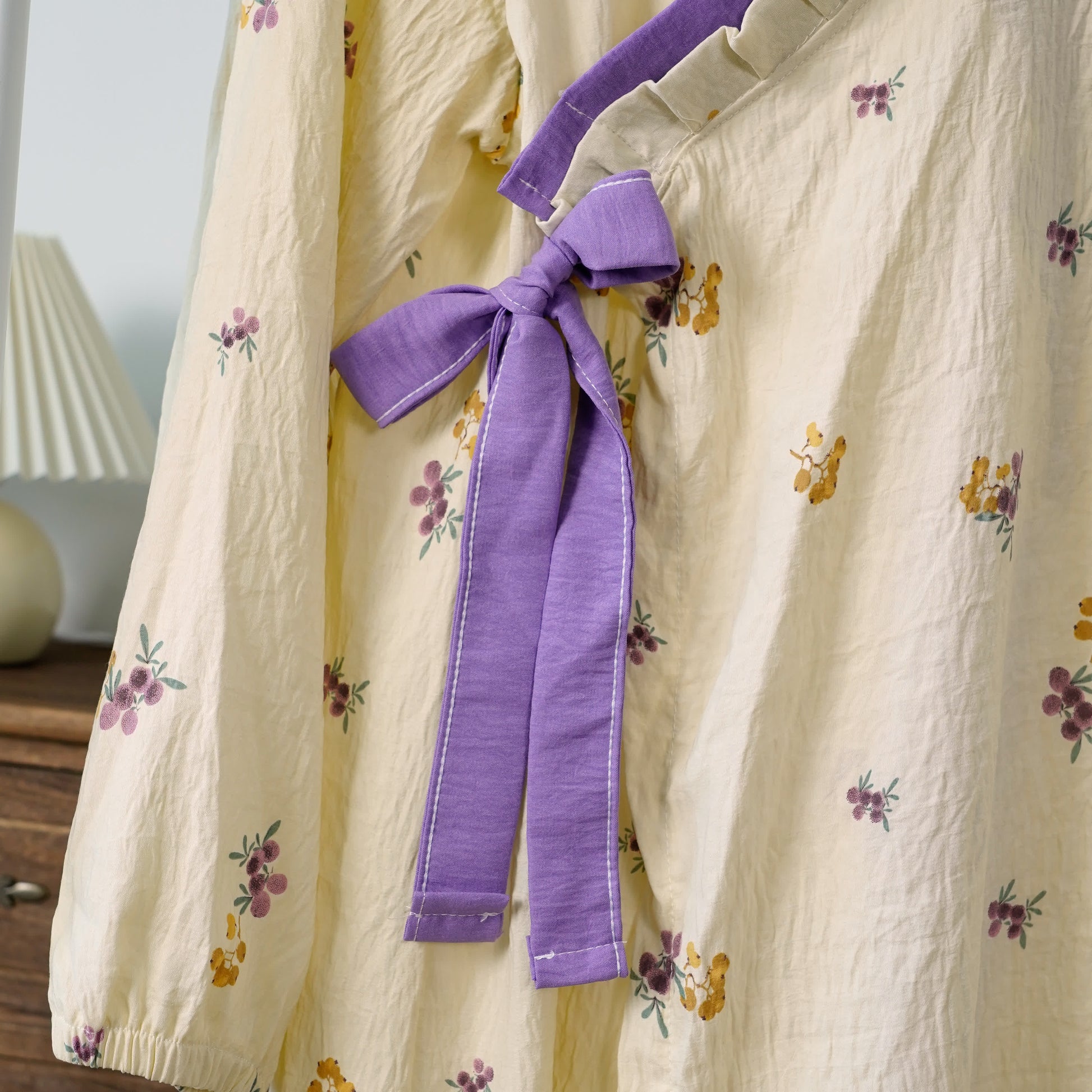 Rural Loquat V-neckline Soft Long Nightgown - image 2