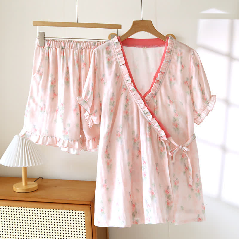 Pink Floral  Bamboo Cotton Loungewear - XL - image 0