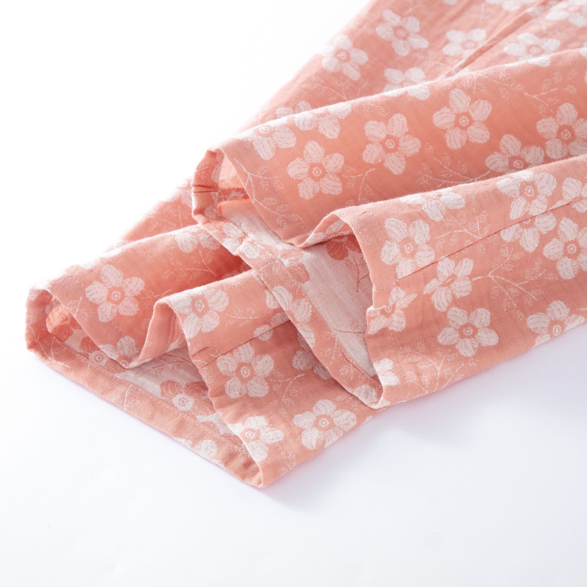 Retro Floral Cotton Yarn-dyed Jacquard Pajama Set - image 12