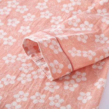 Retro Floral Cotton Yarn-dyed Jacquard Pajama Set - image 6