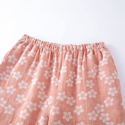 Retro Floral Cotton Yarn-dyed Jacquard Pajama Set - image 9