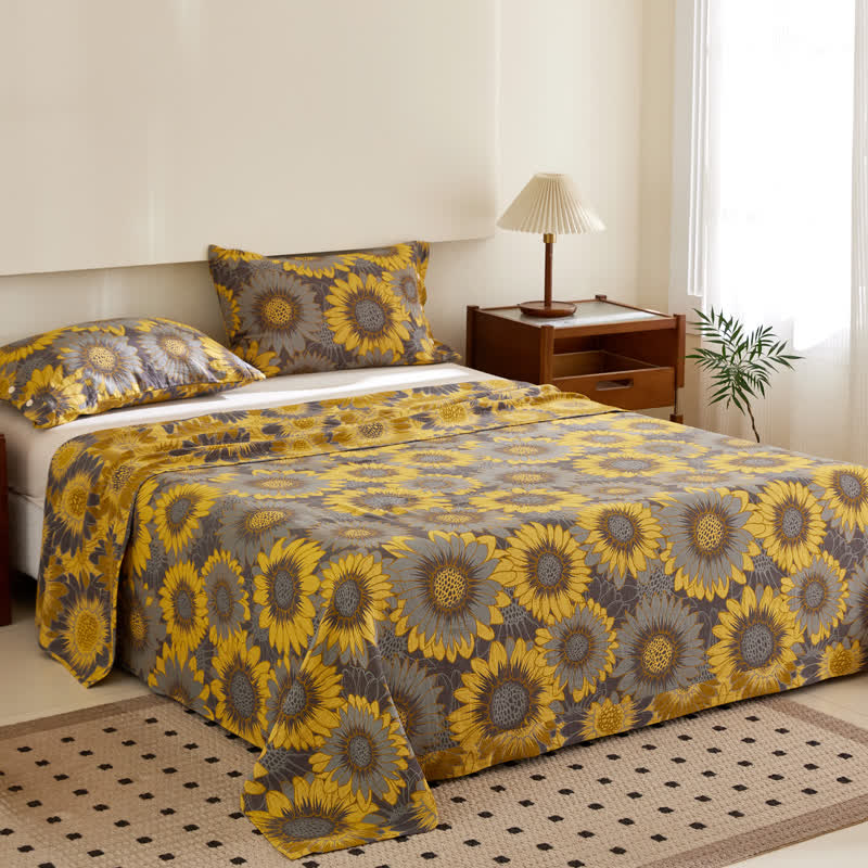 Sunflower Cotton Double-layer Yarn-dyed Jacquard Reversible Coverlet - image 1