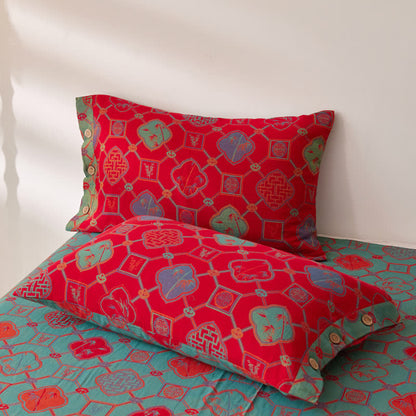 Vintage Cotton Double-layer Yarn-dyed Jacquard Reversible Coverlet - image 4