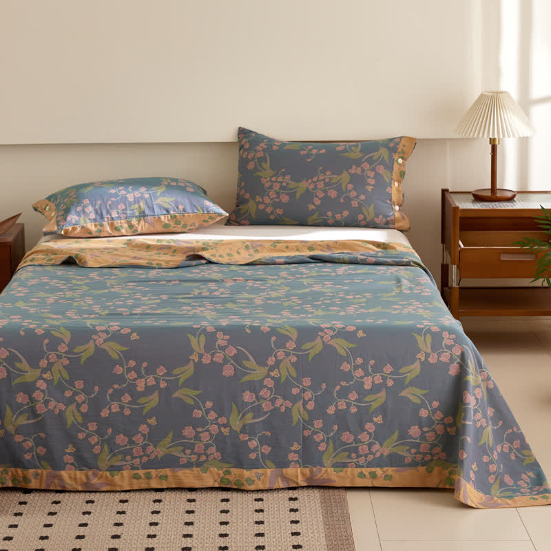 Campanula Cotton Jacquard Reversible Sheet Coverlet - Coverlet with 2PCS Pillowcases - King - image 0