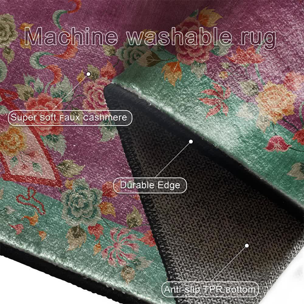 Vintage Rose Soft Washable Anti-slip Area Rug - image 7